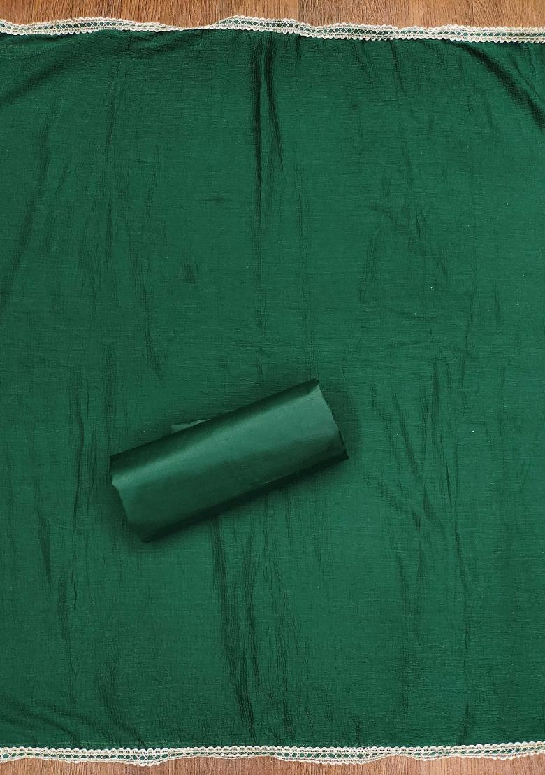 Pista Green Embroidered Jacquard Dress Material - Indya