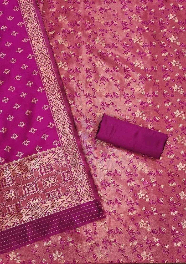 Pink Jacquard Silk Straight Kurta Set - Indya