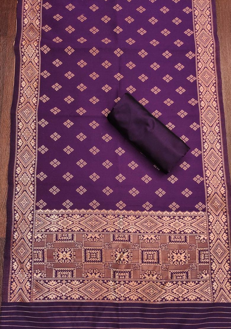 Wine Embroidered Silk Dress Material