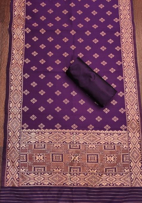 Wine Embroidered Silk Dress Material