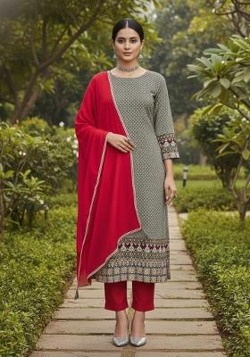 Black Embroidered Jacquard Dress Material