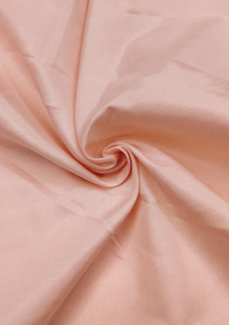 Peach Embroidered Cotton Blend Dress Material - Indya