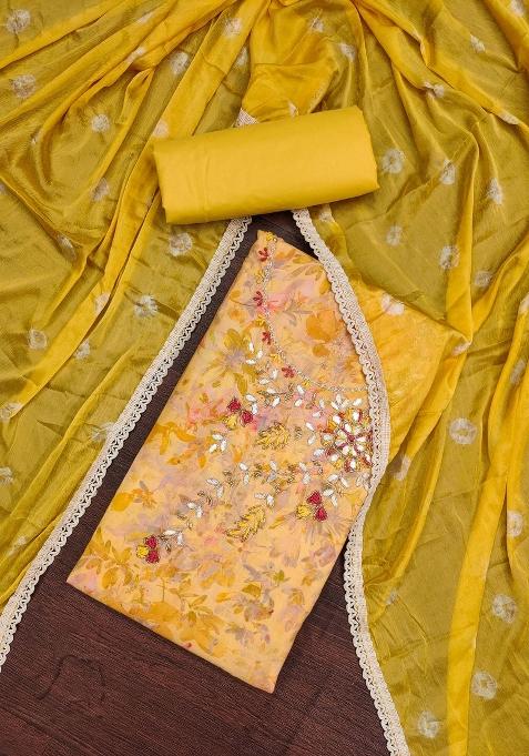 Yellow Embroidered Blended Straight Kurta Set