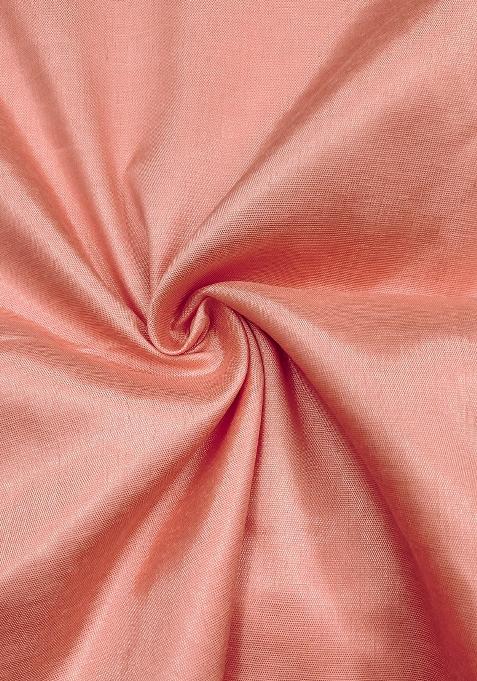 Peach Embroidered Blended Dress Material