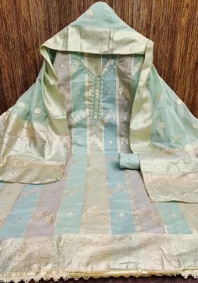 Multicolor Embroidered Jacquard Dress Material