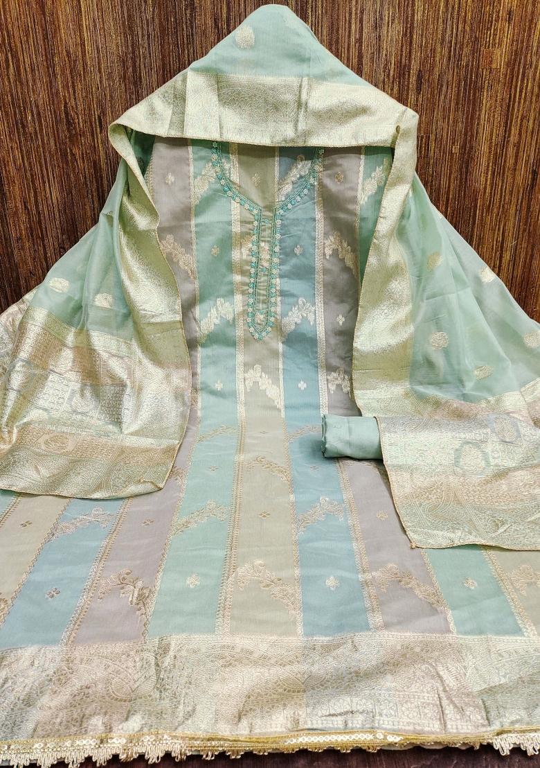 Multicolor Embroidered Jacquard Dress Material