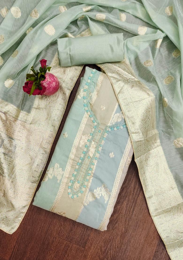 Multicolor Embroidered Jacquard Dress Material