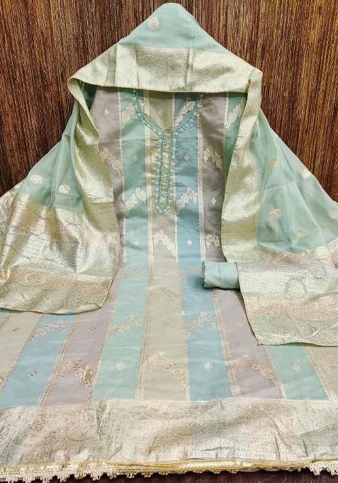 Multicolor Embroidered Jacquard Dress Material