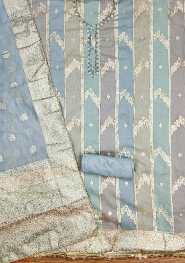 Multicolor Embroidered Jacquard Dress Material