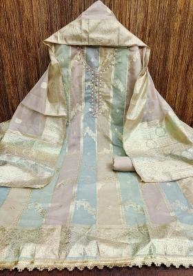 Multicolor Embroidered Jacquard Dress Material