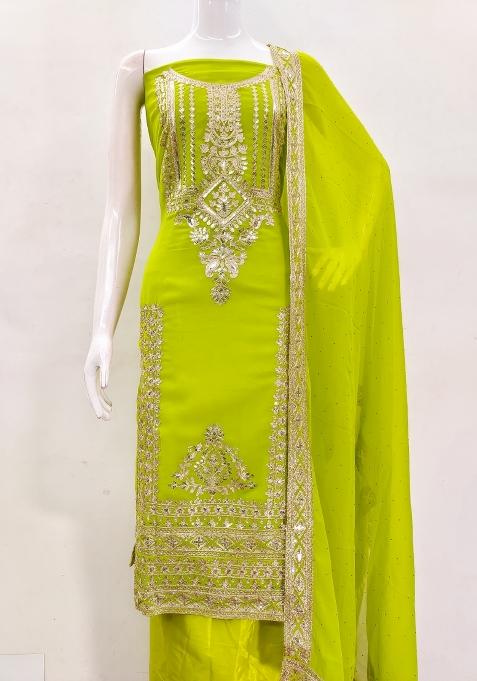 Light Green Embroidered Georgette Pakistani Suit Set