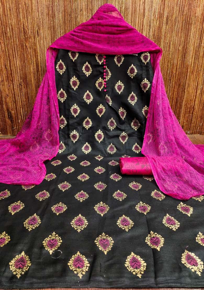 Black Embroidered Blended Straight Kurta Set - Indya