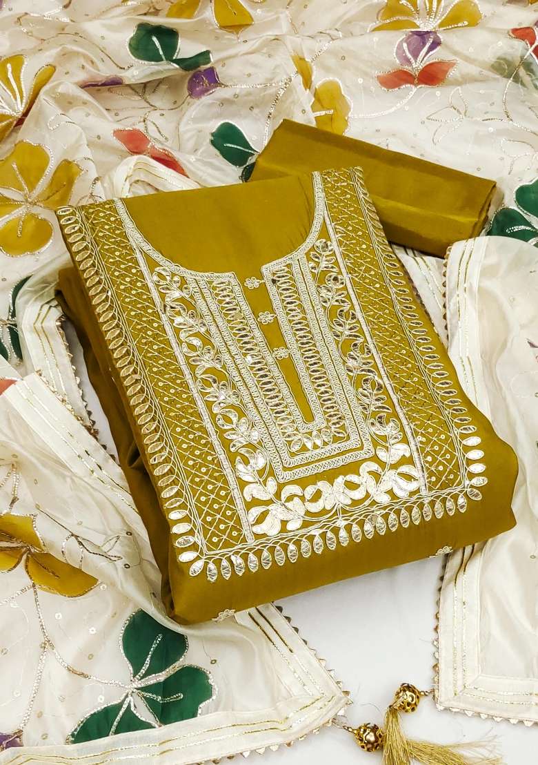 Lime Embroidered Silk Blend Straight Kurta Set - Indya