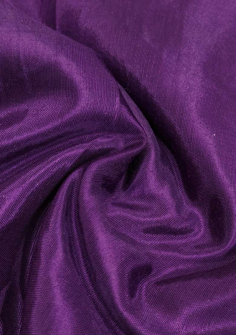 Purple Embroidered Silk Dress Material - Indya