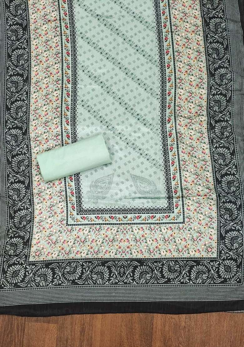 Sea Green Embroidered Silk Blend Pakistani Suit Set - Indya