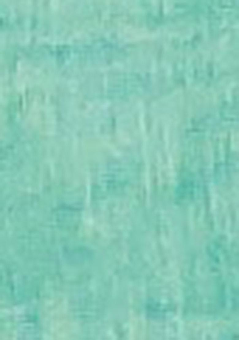 Sea Green Embroidered Cotton Blend Dress Material - Indya