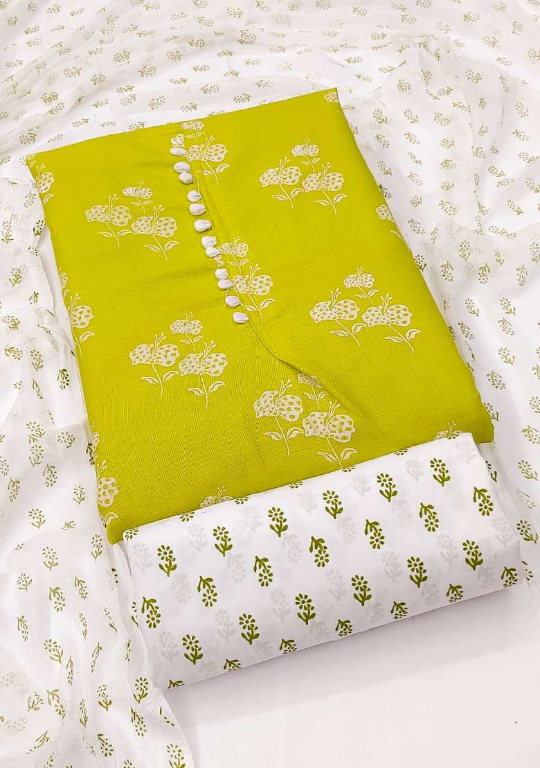 Lemon Floral Print Blended Straight Kurta Set - Indya