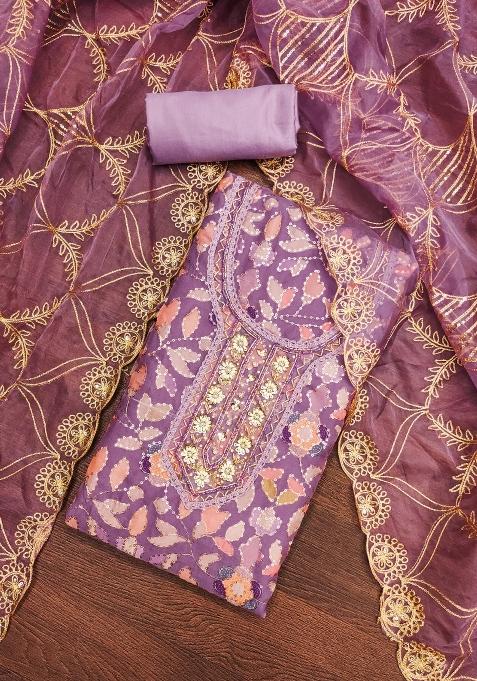 Purple Jacquard Viscose Straight Kurta Set