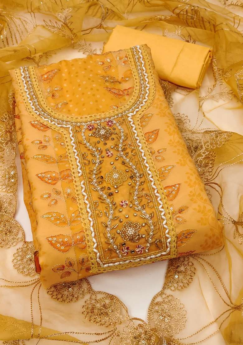 Orange Embroidered Viscose Straight Kurta Set - Indya