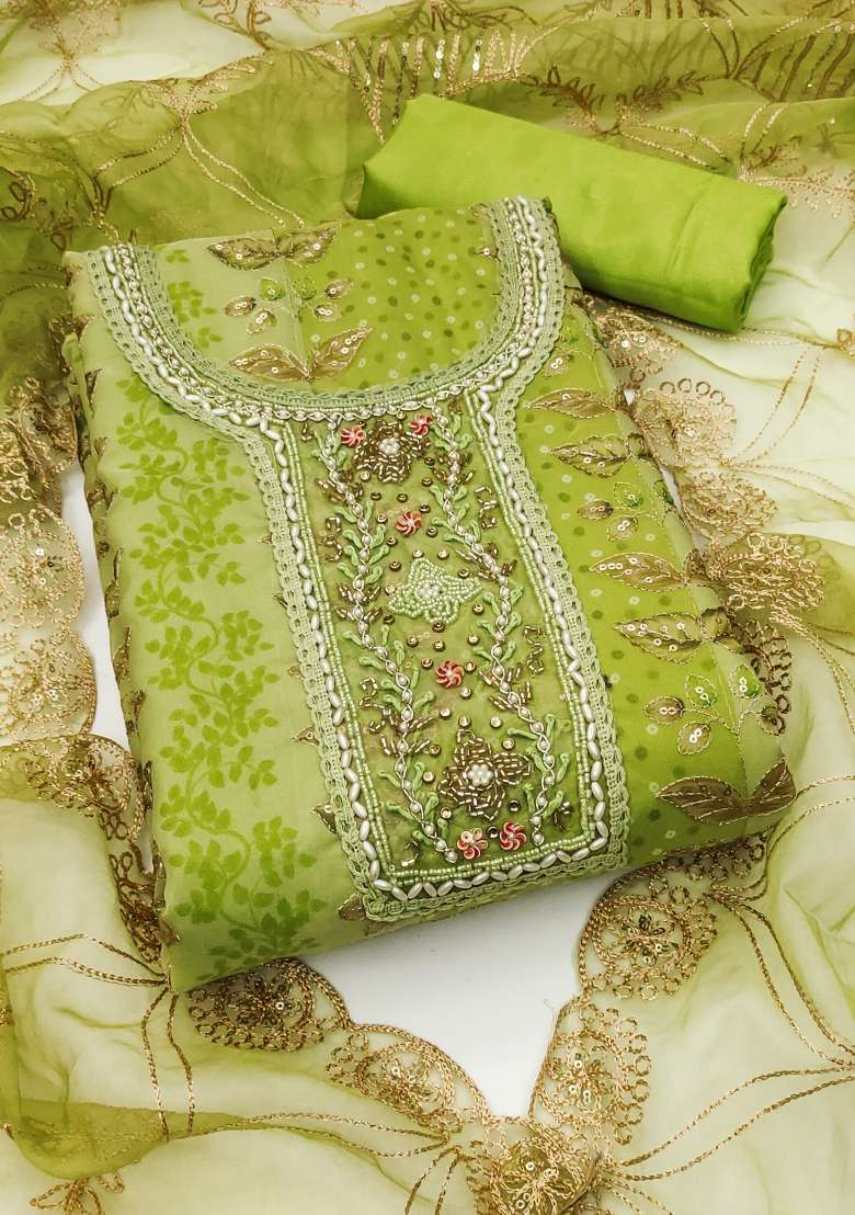 Green Embroidered Viscose Straight Kurta Set - Indya