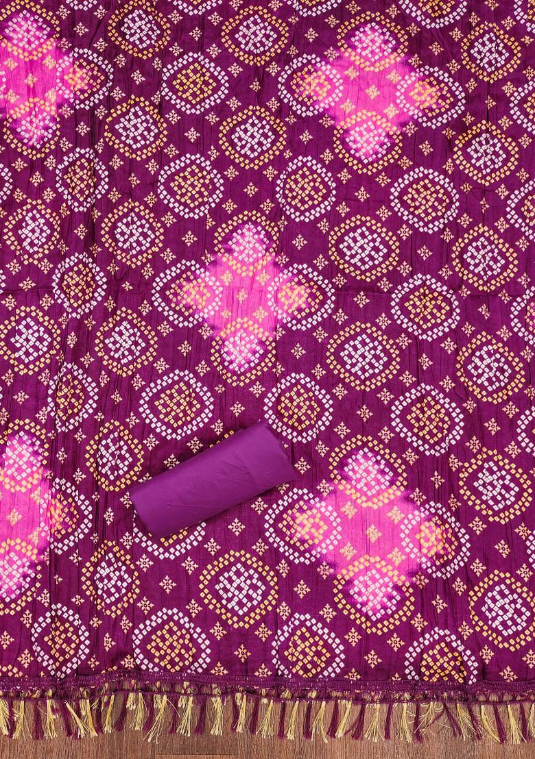 Baby Pink Embroidered Silk Dress Material - Indya