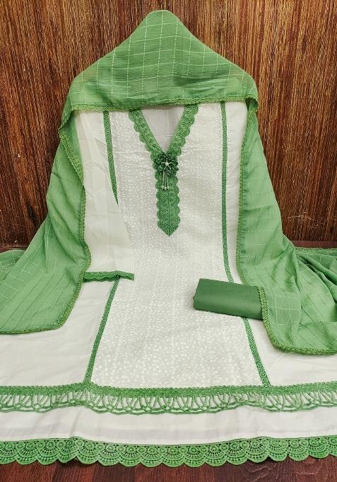 White Chikankari Blended Straight Kurta Set