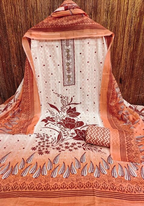 Multicolor Embroidered Cotton Blend Dress Material