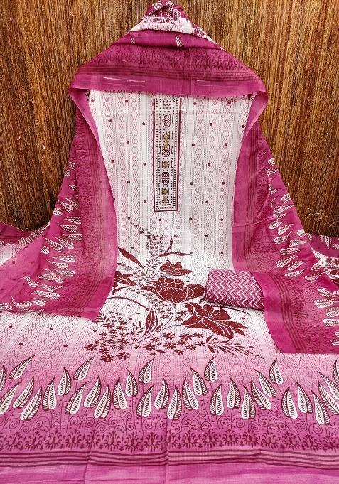 Multicolor Embroidered Cotton Blend Dress Material