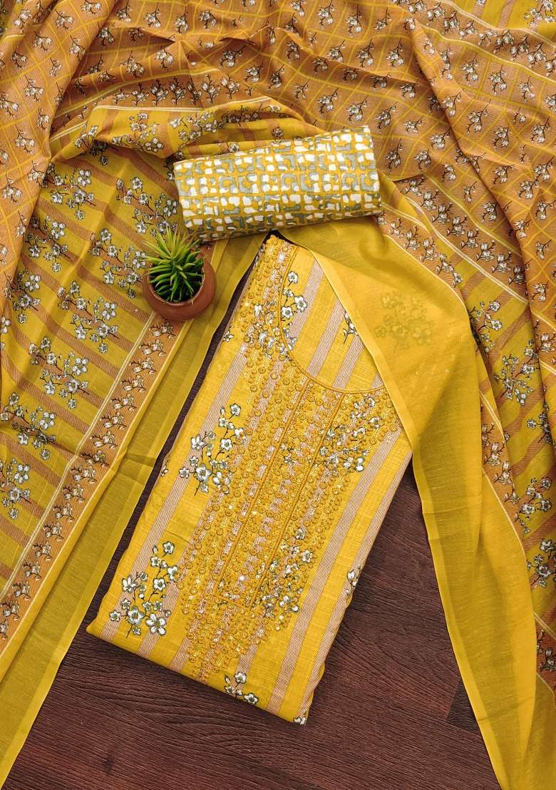Mustard Striped Blended Straight Kurta Set - Indya