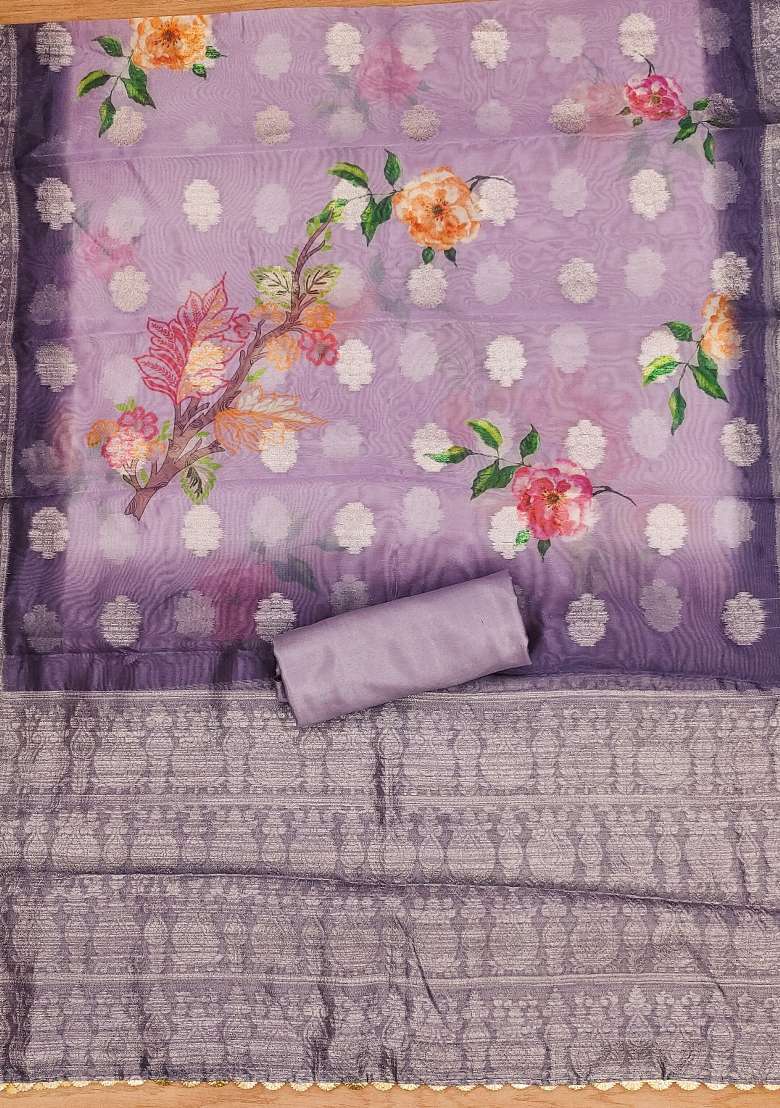 Purple Embroidered Silk Blend Straight Kurta Set - Indya