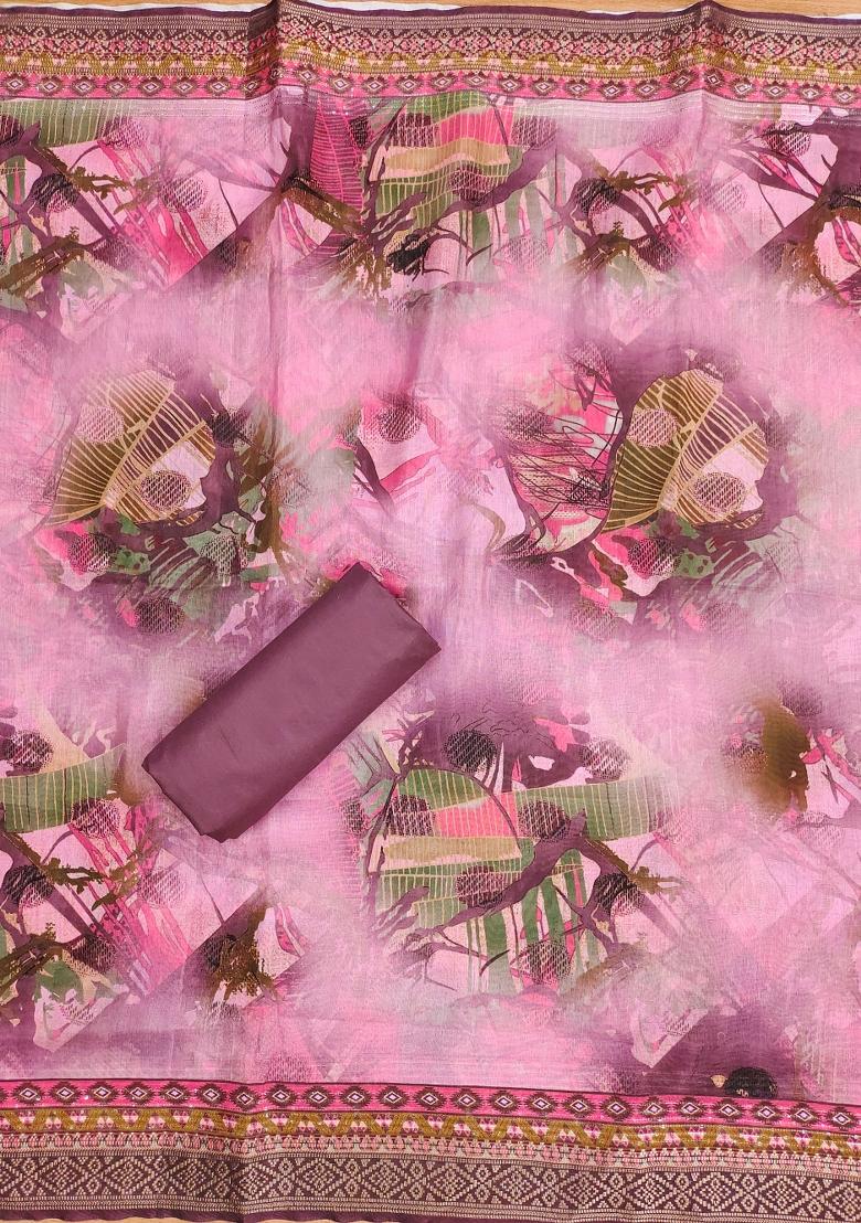 Multicolor Embroidered Cotton Blend Dress Material