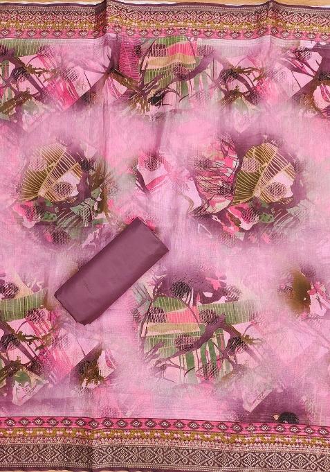 Multicolor Embroidered Cotton Blend Dress Material