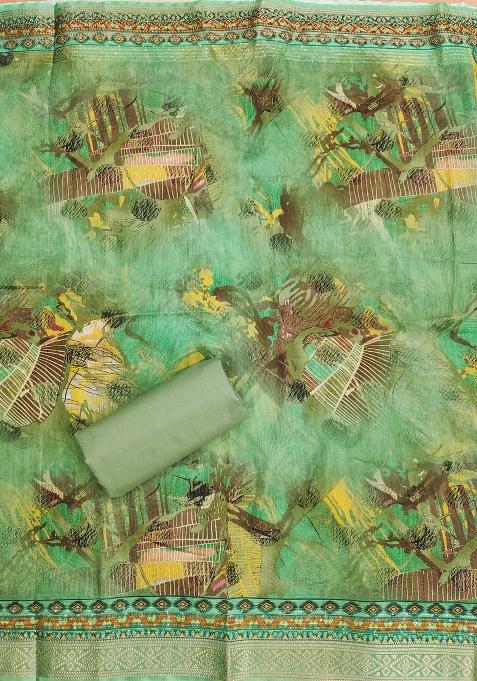 Multicolor Embroidered Cotton Blend Dress Material