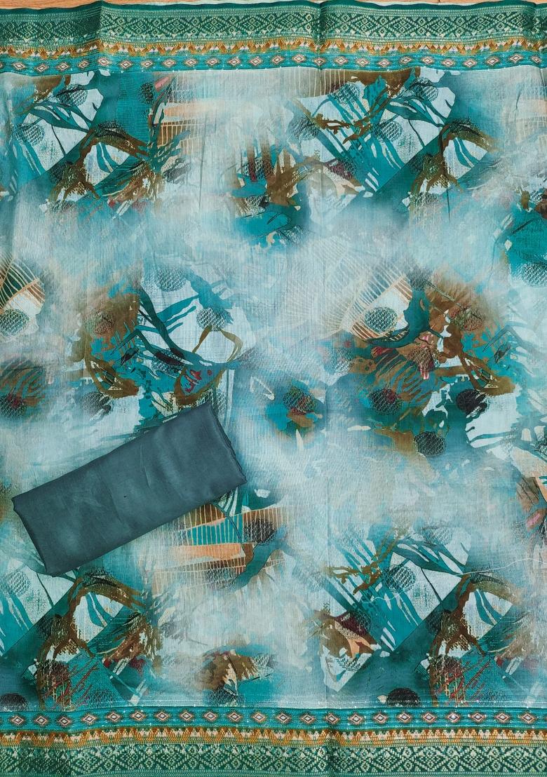 Multicolor Embroidered Cotton Blend Dress Material