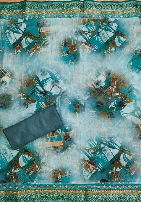 Multicolor Embroidered Cotton Blend Dress Material