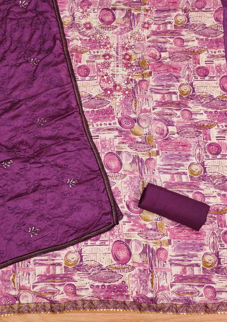 Multicolor Embroidered Cotton Straight Kurta Set - Indya