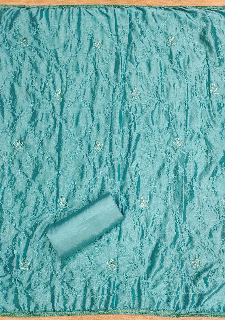 Multicolor Embroidered Cotton Blend Dress Material