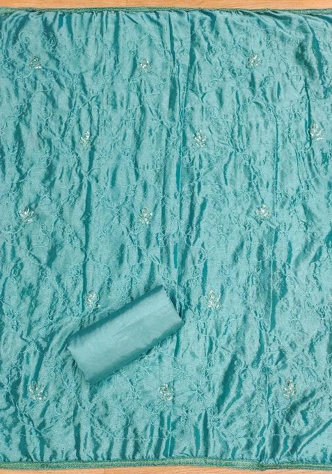 Multicolor Embroidered Cotton Blend Dress Material