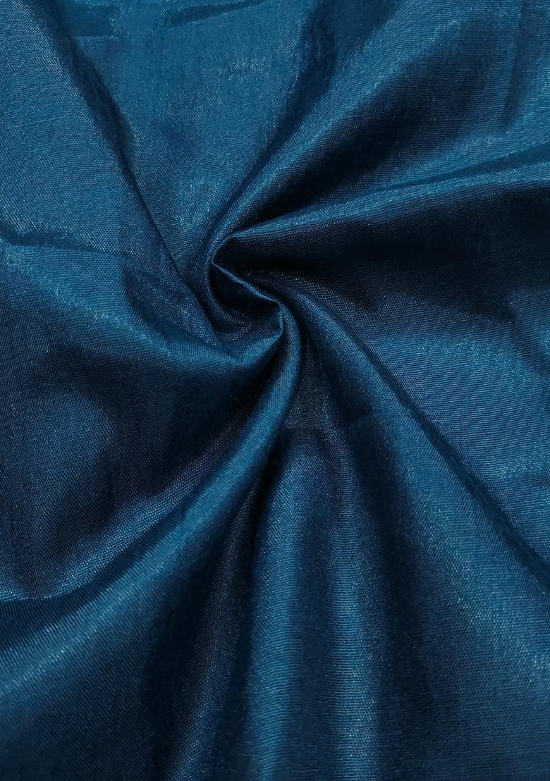 Teal Blue Embroidered Viscose Dress Material