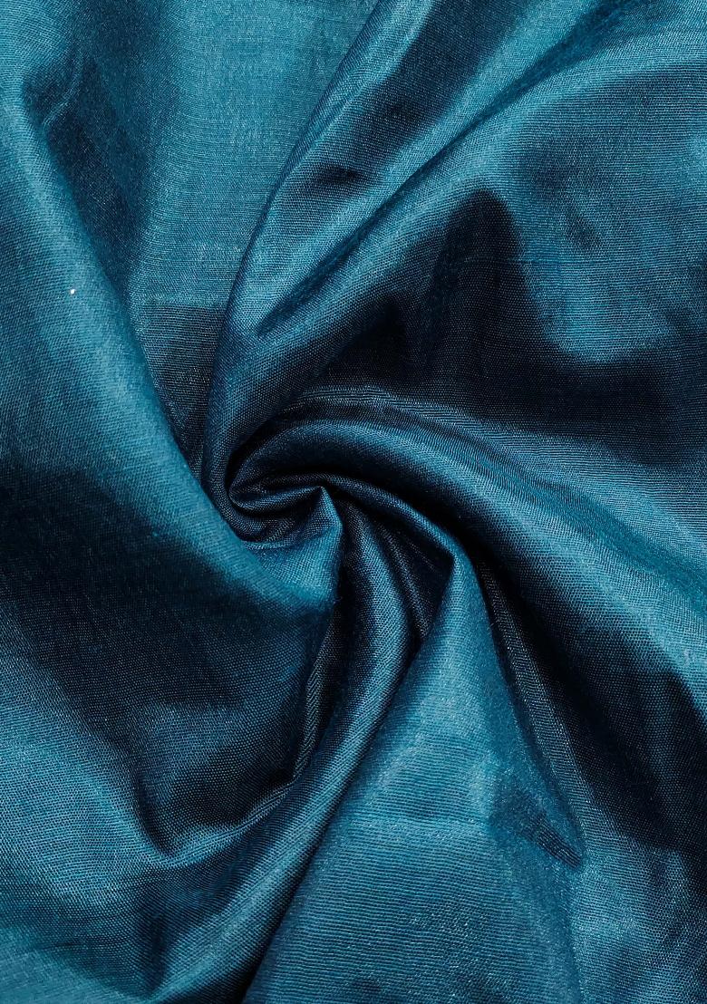 Teal Blue Embroidered Viscose Dress Material