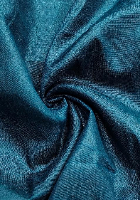 Teal Blue Embroidered Viscose Dress Material