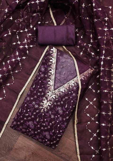 Blue Embroidered Viscose Punjabi Suit