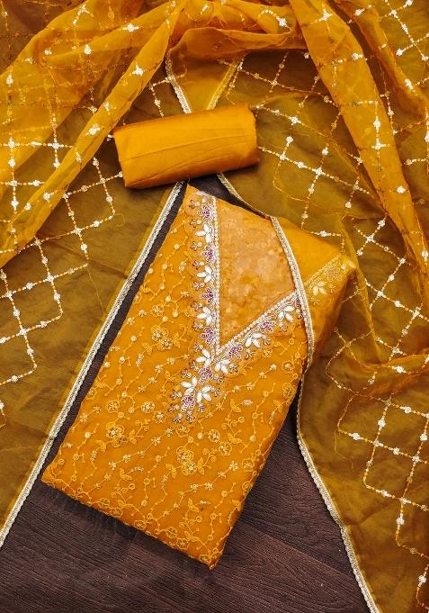 Yellow Bandhani Viscose Punjabi Suit