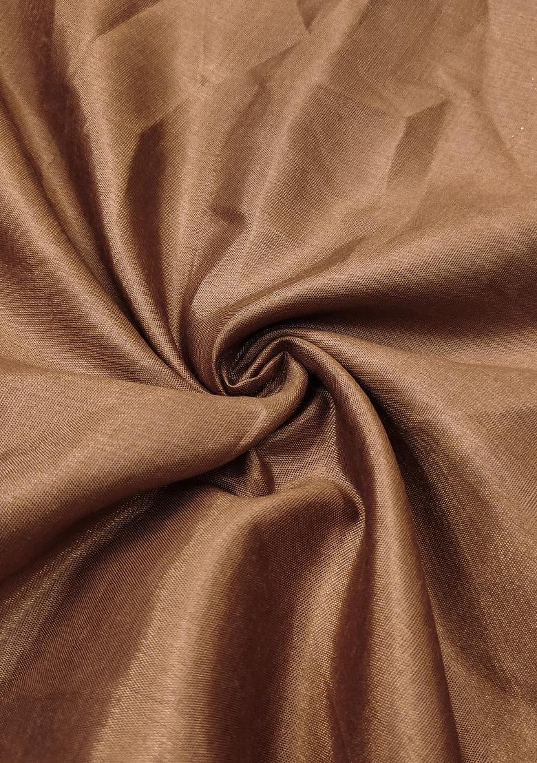 Brown Embroidered Oragnza Dress Material - Indya