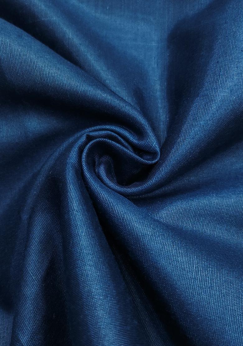 Blue Embroidered Cotton Blend Dress Material - Indya