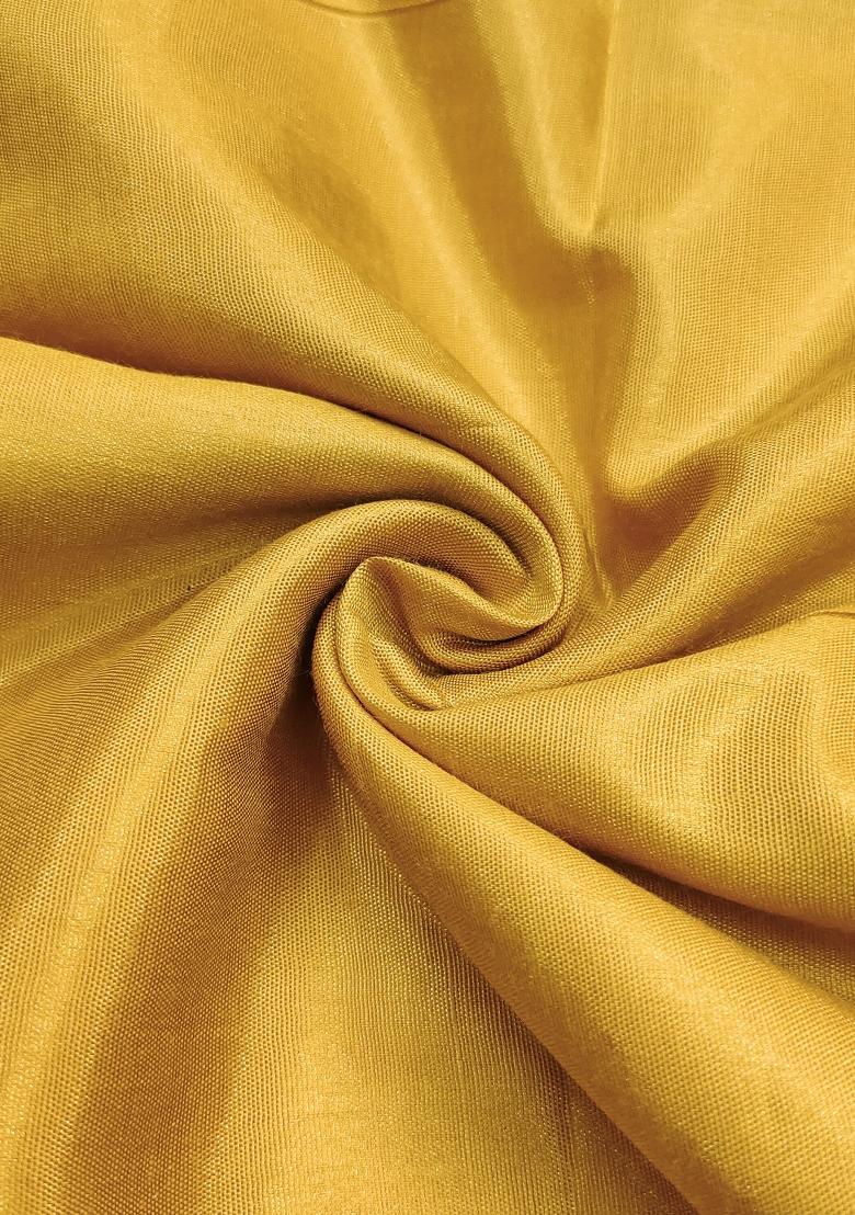 Yellow Embroidered Cotton Blend Dress Material - Indya