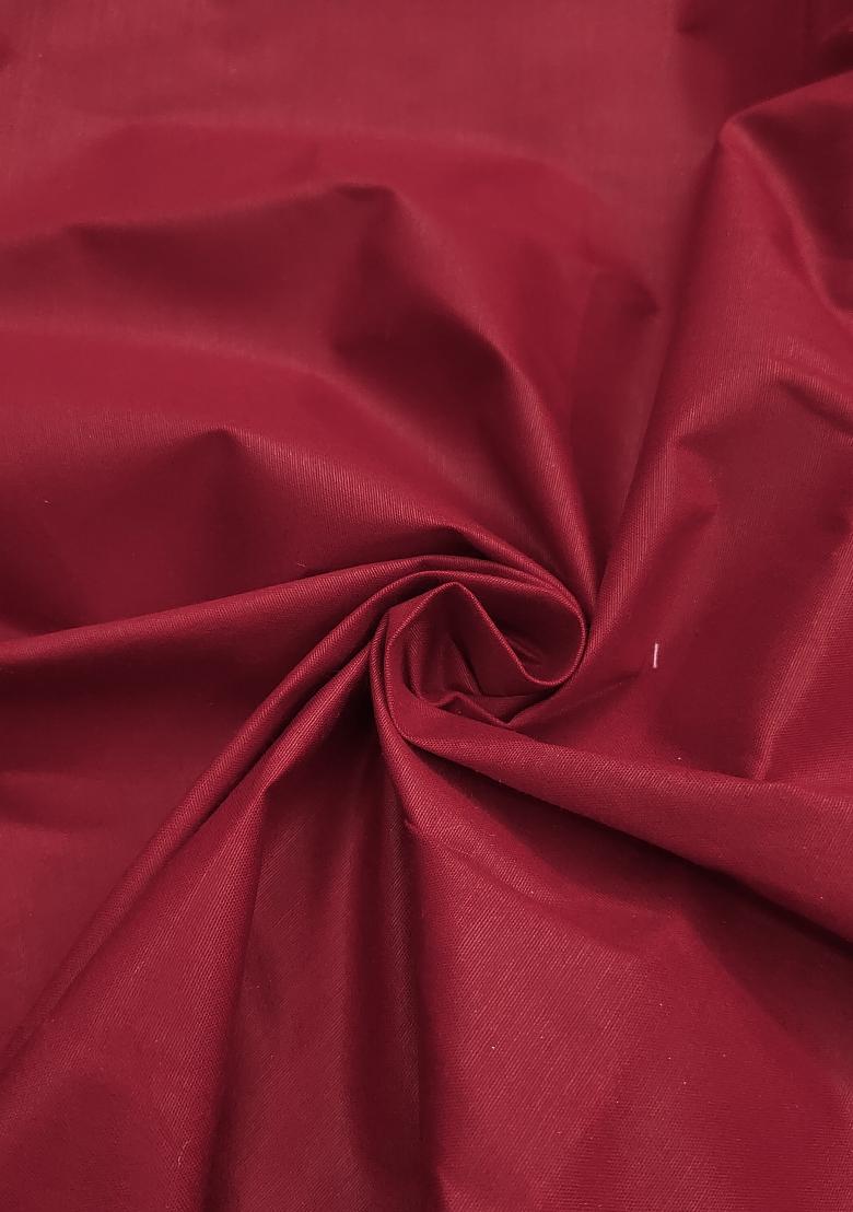 Maroon Embroidered Cotton Blend Dress Material - Indya