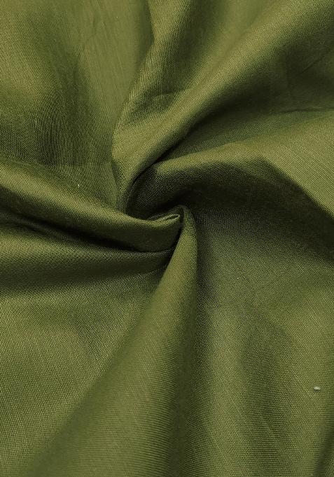 Green Embroidered Blended Dress Material