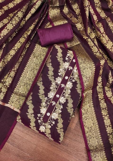 Deep Embroidered Blended Straight Kurta Set