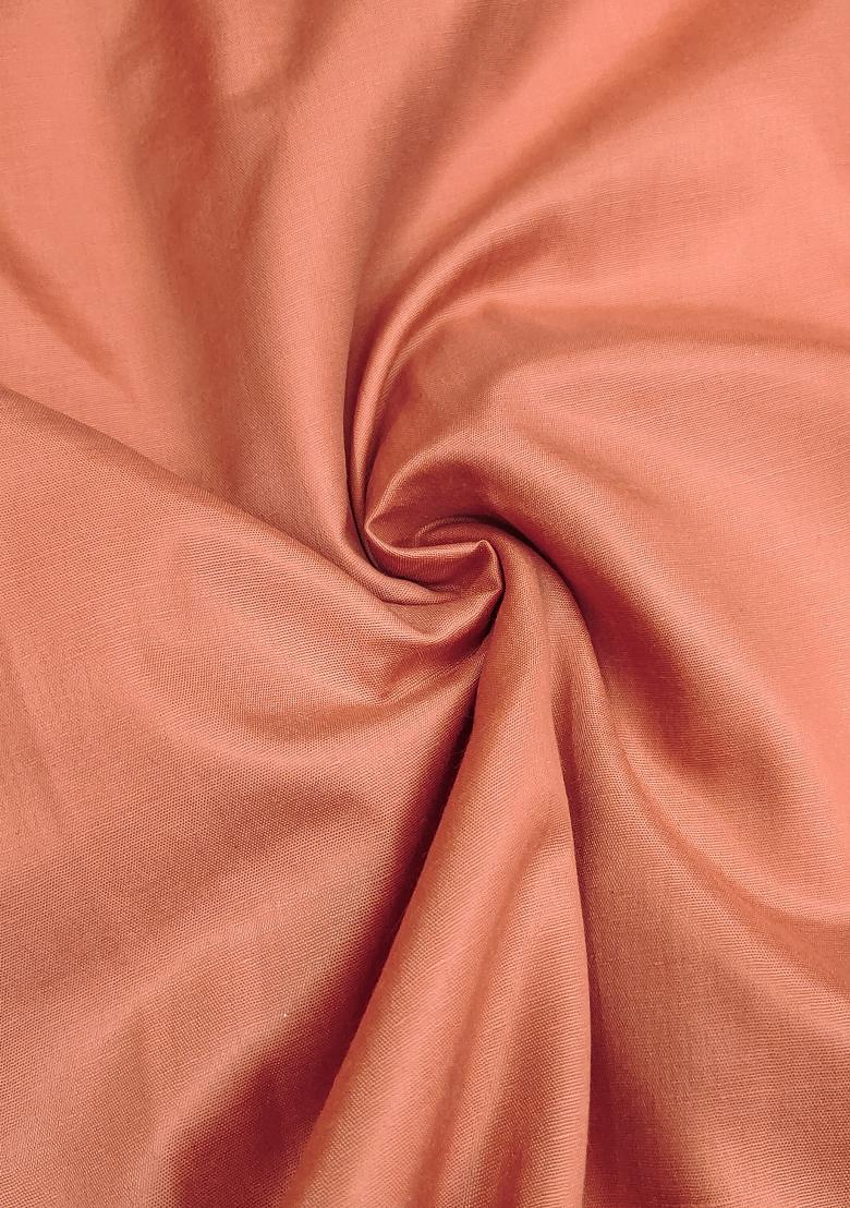 Peach Embroidered Blended Dress Material